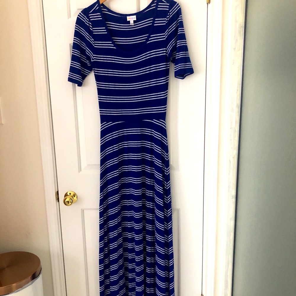 Nautical dreams blue and white EUC Lularoe Maxi